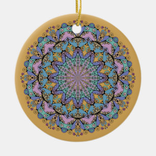 Hand Painting Mandala Clock Face 3 Ceramic Ornament
