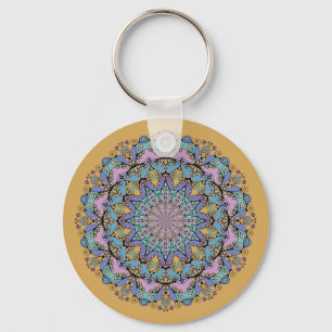 Hand Painting Mandala Clock Face 3 Keychain