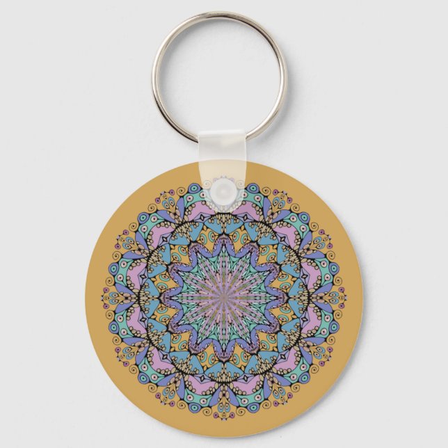 Hand Painting Mandala Clock Face 3 Keychain (Front)