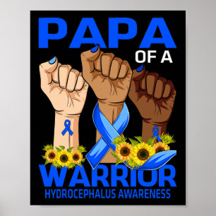 Hand Papa Of A Warrior Hydrocephalus Awareness Sun Poster