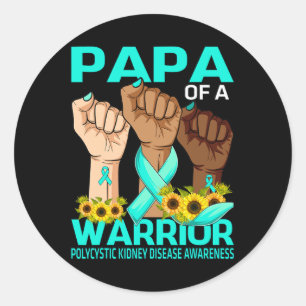 Hand Papa Of A Warrior Polycystic Kidney Disease  Classic Round Sticker