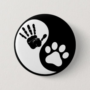 Hand Paw Yin Yang 2 Inch Round Button