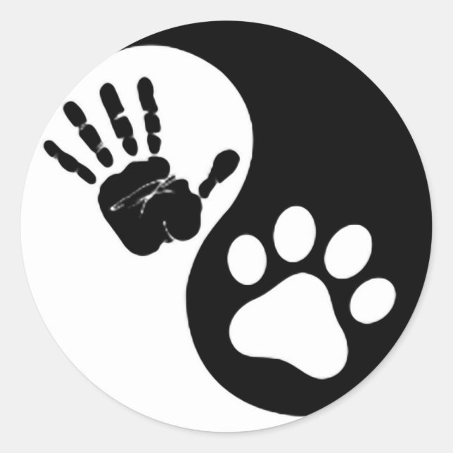 Hand Paw Yin Yang Classic Round Sticker (Front)