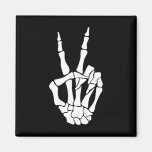 Hand Peace Sign Bone Halloween Pocket Skeleton Magnet