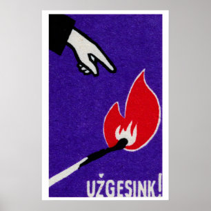 Hand Pointing at Flame Matchbox Art Print