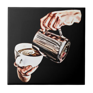 hand pouring coffee digital art painting  tile