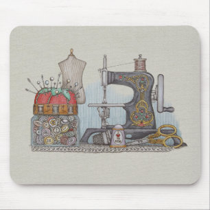 Hand Powered Sewing Machine Mouse Pad
