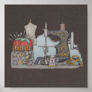 Hand Powered Sewing Machine Poster