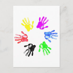 Hand print design postcard