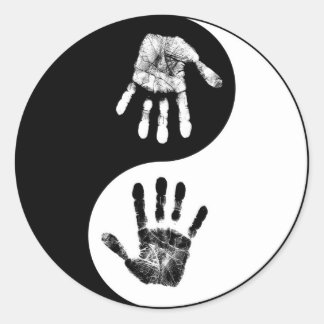 Hand Print-Yin-Yang.jpg Classic Round Sticker