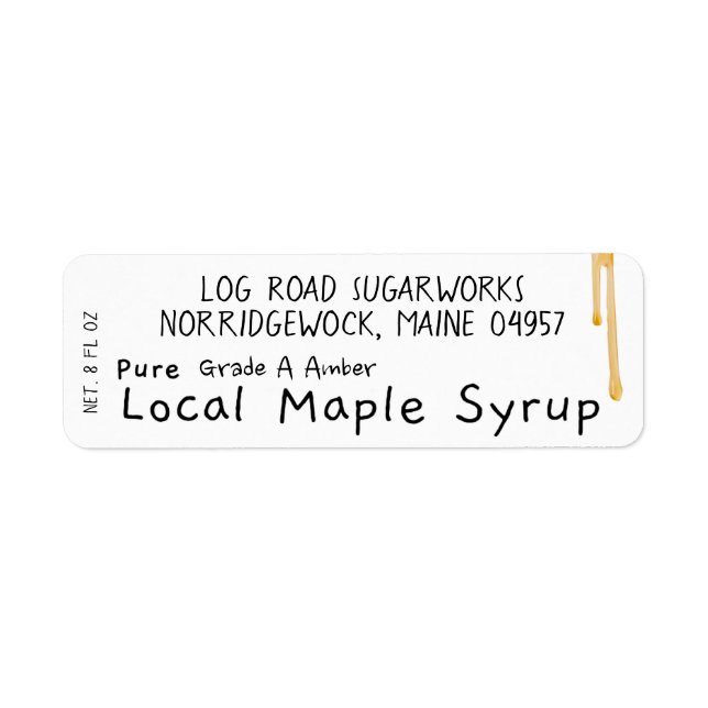 Hand Printed Farmer's Market Maple Syrup Label (Front)