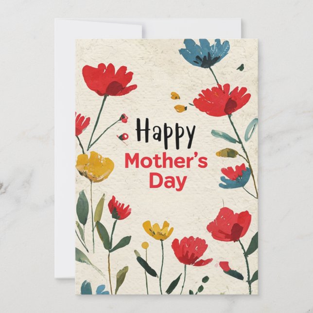Hand-Printed Festive Mothers Day Card (Front)
