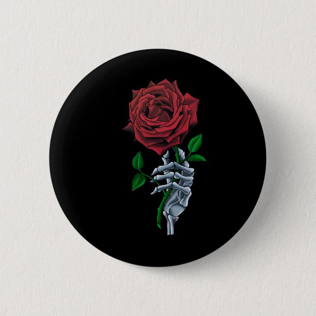 Hand Red Rose Flower  2 Inch Round Button (Front)