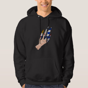 Hand Rip With Flag Of Uruguay Hoodie