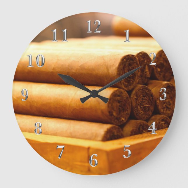 Hand Rolled Cigars La Romana DR. Silver Numbers Large Clock (Front)