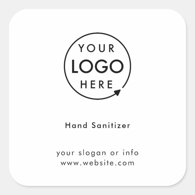 Hand Sanitizer | Business Logo Covid-19 Safety Square Sticker (Front)