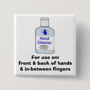 Hand Sanitizer Directions 2 Inch Square Button