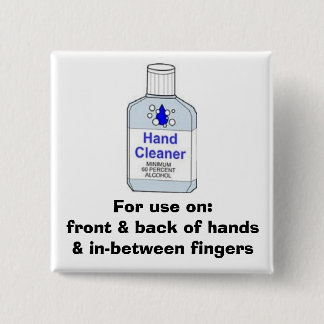 Hand Sanitizer Directions 2 Inch Square Button