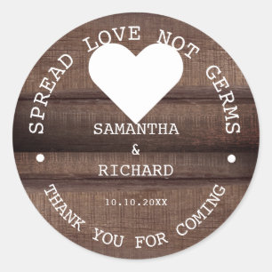 Hand Sanitizer Favours Spread Love Rustic Wedding  Classic Round Sticker