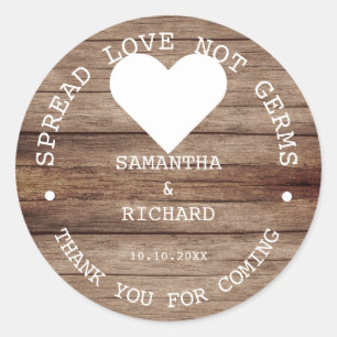 Hand Sanitizer Favours Spread Love Rustic Wedding  Classic Round Sticker