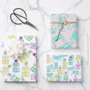 Hand Sanitizer gel bottles Watercolor Wrapping Paper Sheet