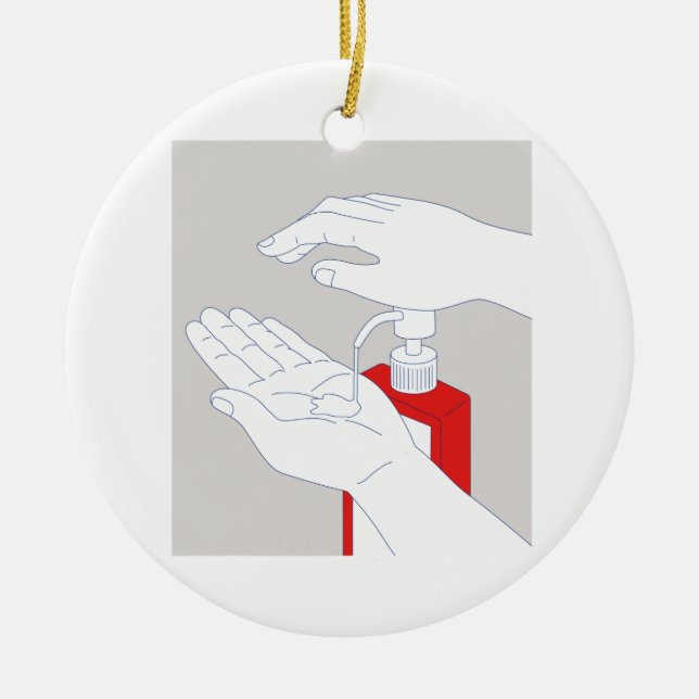 Hand Sanitizer Monoline Ceramic Ornament (Front)
