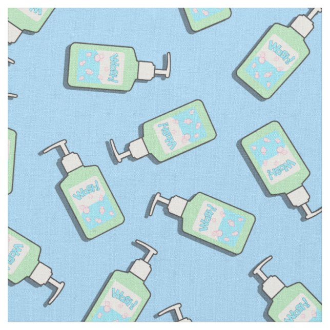 hand sanitizer on blue fabric (Close Up)