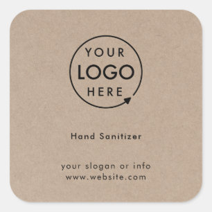 Hand Sanitizer   Rustic Kraft Business Logo Square Sticker