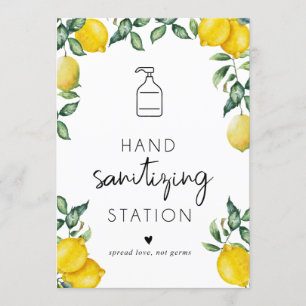 Hand sanitizing Station Lemons Small sign 5x7 Invitation