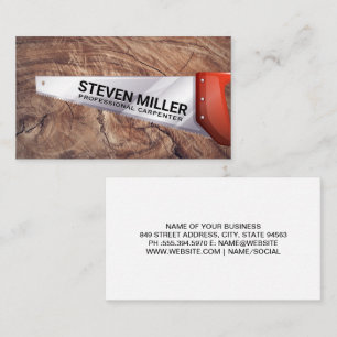 Hand Saw   Cut Wood Background Business Card