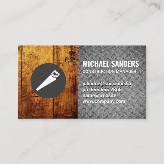 Hand Saw | Wood and Steel Business Card (Front)
