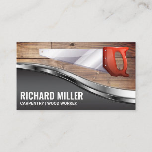 Hand Saw   Wooden Boards   Metal Trim Business Card