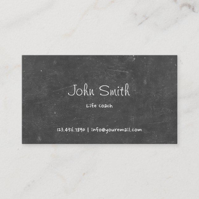 Hand Script Chalkboard Background Life Coach Business Card (Front)