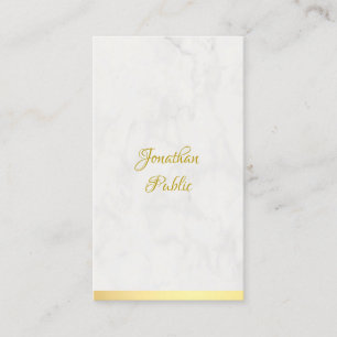 Hand Script Name Gold Marble Elegant Template Business Card