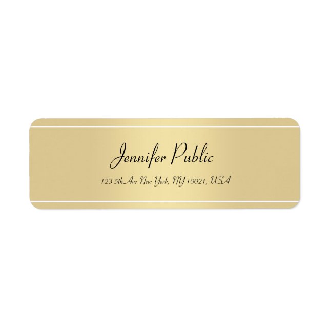 Hand Script Simple Template Gold Return Address (Front)