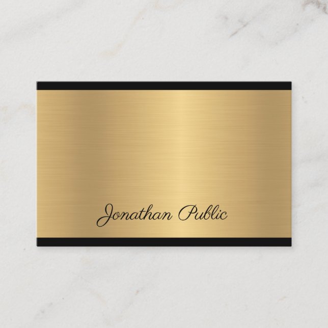 Hand Script Text Modern Glamour Gold Elegant Chic Business Card (Front)
