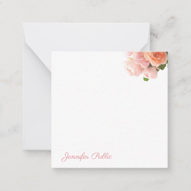 Hand Script Text Template Watercolor Flowers Chic (Front)