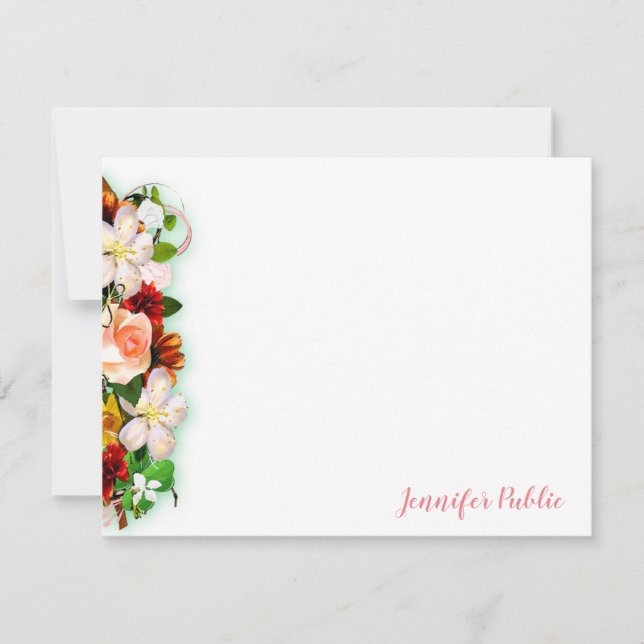 Hand Script Watercolor Flowers Colourful Template (Front)