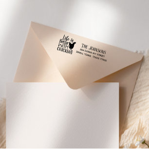 Hand Scripted Cute Life is Better With Chickens Self-inking Stamp