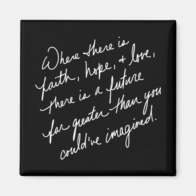 Hand-Scripted Faith Hope and Love Spiritual Magnet (Front)