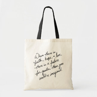 Hand-Scripted Faith Hope and Love Spiritual Tote Bag