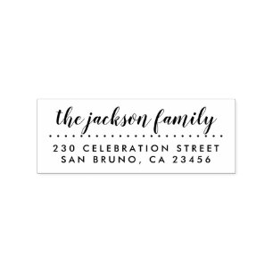 Hand Scripted Family Name   Return Address Rubber Stamp