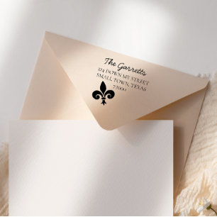 Hand Scripted Fleur De Lis Family Name Self-inking Stamp