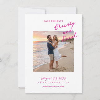 Hand Scripted Fushsia Save The Date