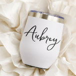 Hand Scripted Name Bachelorette Bridal Party<br><div class="desc">Get the party started with these beautiful personalized wine tumblers that are perfect for bachelorette parties,  bridesmaids,  or any occasion! Design features a name in black handwritten style cursive script typography.</div>
