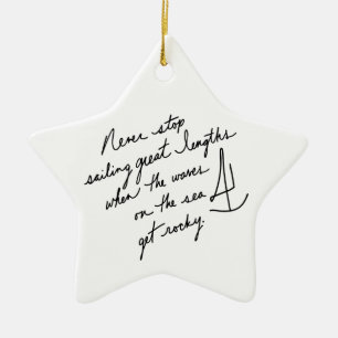 Hand-Scripted Never Stop Sailing Inspirational Ceramic Ornament
