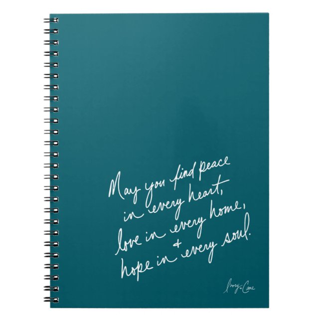 Hand-Scripted Peace Love & Hope Spiritual Notebook (Front)