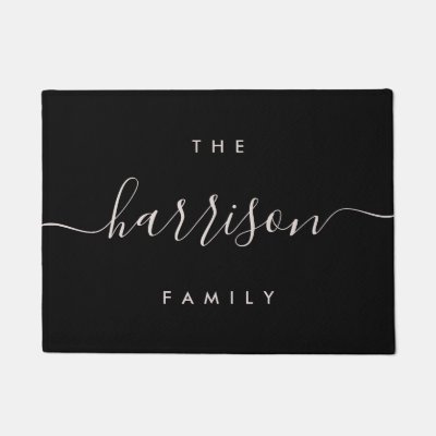 Modern Calligraphy Personalized Family Welcome Doormat Zazzle Ca