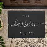 Hand Scripted | Personalized Family Name Doormat<br><div class="desc">A great gift for newlyweds or new homeowners,  our personalized welcome doormat in chic and durable black features your family name or surname in hand lettered script typography.</div>