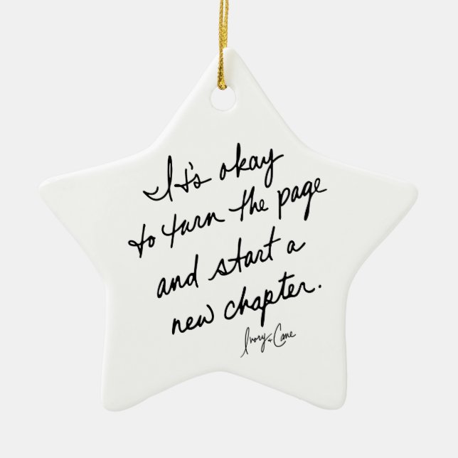 Hand-Scripted Start a New Chapter Inspirational Ceramic Ornament (Front)